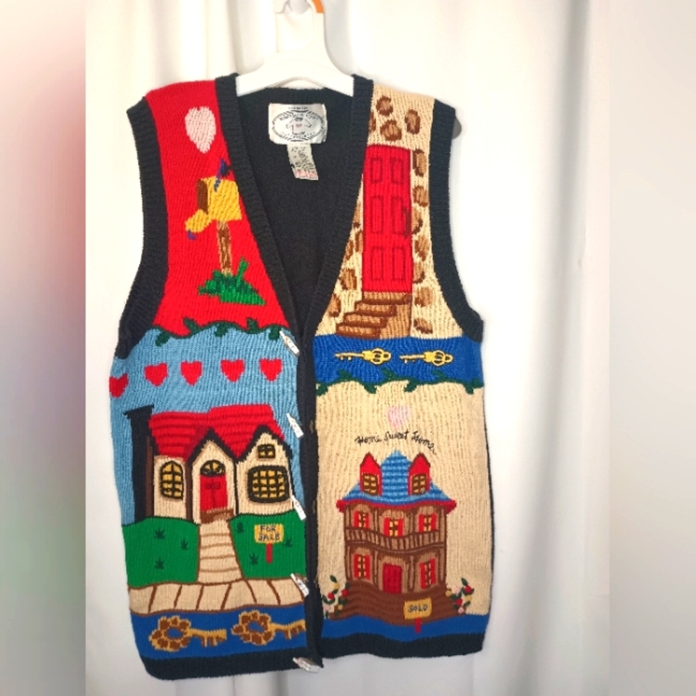 Eagles Eye Cottage Embroidered Sweater Vest Womens Large 90s Grannycore Teacher